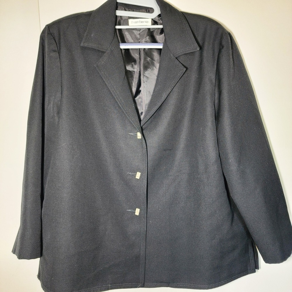 Barry Bricken Blazer Womens M Black Excellent Vintage Made in USA Professional